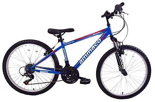Mountain Bike : Ammaco Scafell 26" Wheel Mens Boys Mountain Bike Front Suspension 16" Frame 21 Speed Blue / Red
