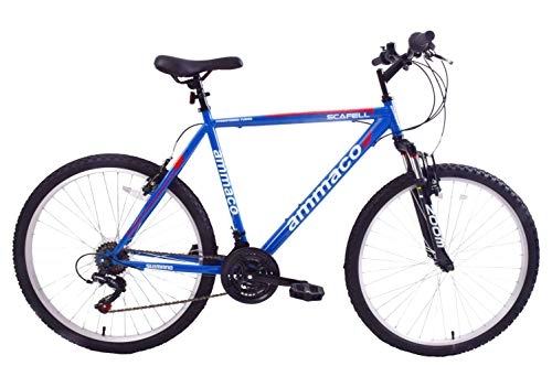 Mountain Bike : Ammaco Scafell 26" Wheel Mens Mountain Bike 21" Frame Blue Red Front Suspension 21 Speed