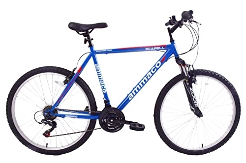 Mountain Bike : Ammaco Scafell Mens Adult Mountain Bike 26 Inch Wheel Front Suspension 21 Speed Blue Red (23 Inch Frame)