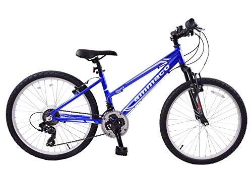 Mountain Bike : Ammaco. Sierra 24" Wheel Front Suspension Low Step Alloy Frame Mountain Bike Blue / White 21 Speed 14" Frame