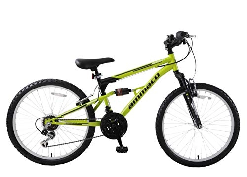 Mountain Bike : Ammaco. Summit 24" Wheel Boys Kids Dual Full Suspension Mountain Bike 14" Frame 18 Speed Green Black Age 8+