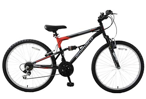 Mountain Bike : Ammaco. Summit 26" Wheel Mens 18 Speed Mountain Bike Dual Suspension 21" Frame Black / Red