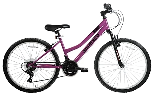 Mountain Bike : Ammaco Violet 24" Wheel Kids Girls Mountain Bike 21 Speed Gears Front Suspension Forks 14" Frame Purple / Black Age 8+