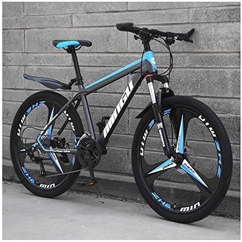 Mountain Bike : Aoyo 24 Inch Mountain Bikes, Mens Women Carbon Steel Bicycle, 30-Speed Drivetrain All Terrain Mountain Bike With Dual Disc Brake, 21Vitesses, (Color : 21vitesses, Size : Cyan 3 Spoke)
