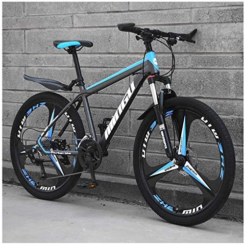 Mountain Bike : Aoyo 24 Inch Mountain Bikes, Mens Women Carbon Steel Bicycle, 30-Speed Drivetrain All Terrain Mountain Bike with Dual Disc Brake (Color : 21vitesses, Size : Cyan 3 Spoke)