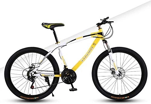 Mountain Bike : Aoyo Bike, Mountain Bike Men'S And Women'S Road Bikes Summer Travel Outdoor Bicycle Student Bicycle Double Shock Disc Brake Speed Adjustable Bicycle High Carbon Steel Frame (Color : Yellow)