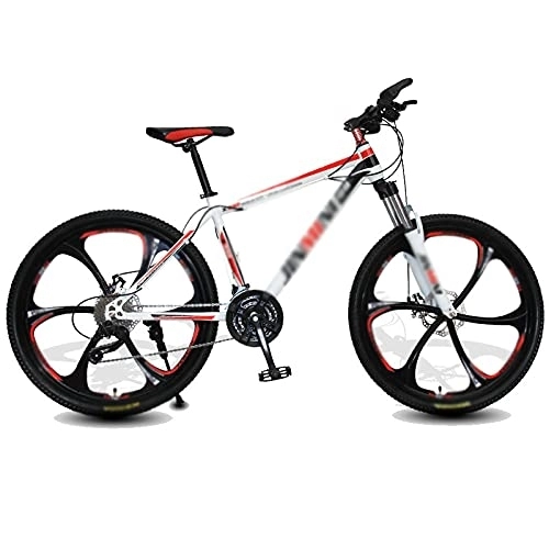 Mountain Bike : Aoyo Mountain Bikes, 24-Speed 26 Inch Bikes Shock-absorbing And Variable-speed Bicycles Road Bicycle Racing(Color:Six Knife Wheel-White Red)