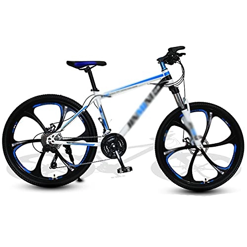 Mountain Bike : Aoyo Mountain Bikes, 24-Speed 26 Inch Bikes Shock-absorbing And Variable-speed Bicycles Road Bicycle Racing(Color:Six knife wheels-white and blue)