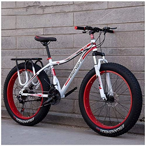 Mountain Bike : Aoyo Mountain Bikes, Adult, Mountain Bicycle, Fat Tire Dual-Suspension, Bike, High-carbon Steel Frame, MTB, All Terrain, 26Inch, 21Speed, white Blue, Colour:Black Orange (Color : White Red)