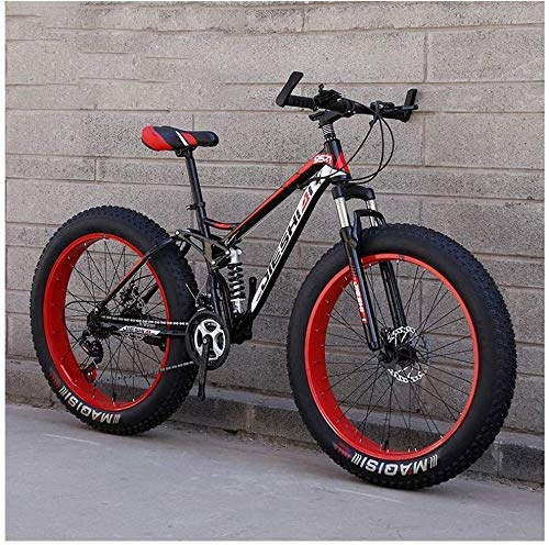 Mountain Bike : Aoyo Mountain Bikes, High-Carbon Steel Frame, Dual Disc Brake Full Dual Suspension Mountain Bike, All Terrain Bicycle, Anti-Slip Bikes, 24 Inch 7 / 21 / 24 / 27 Speed, 26 Inches 24 Speeds