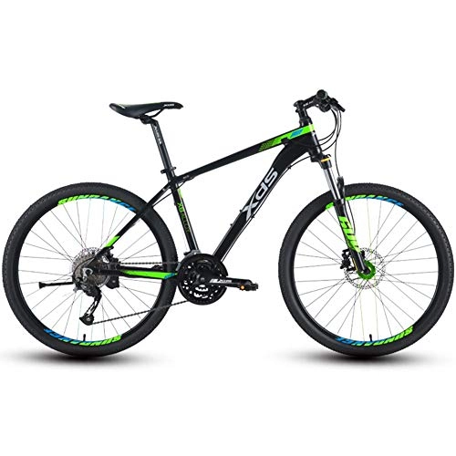 Mountain Bike : AP.DISHU 27 Speed Double Disc Brake Road Bike Aluminum Alloy Mountain Bike Complete Hard Tail Mountain Bicycle Recommended for Rider's Height 150CM-170CM, Green
