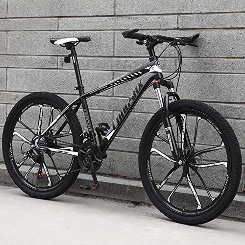 Mountain Bike : AP.DISHU 30 Speeds Mountain Bicycle Lightweight Carbon Steel Frame Mountain Bike Double Disc Brake Road Bike, Gray, 24inch