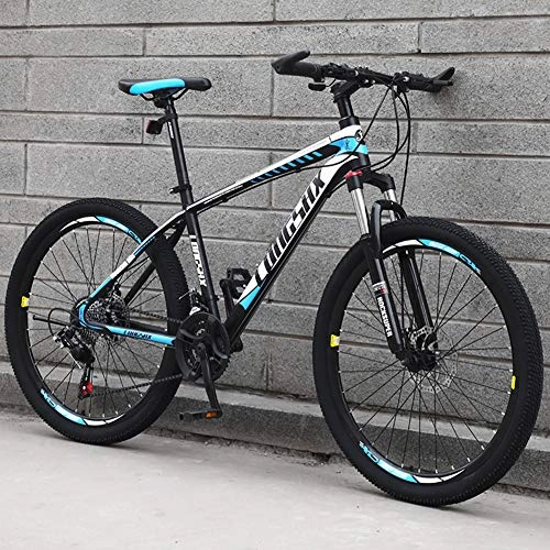 Mountain Bike : AP.DISHU 30 Speeds Mountain Bike Carbon Steel Frame Road Bike 24 / 26 Inch Wheels Unisex, Blue, 24inch