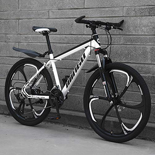 Mountain Bike : AP.DISHU Front Suspension Mountain Bike 24 Speeds Carbon Steel Frame Unisex Road Bike 24 / 26 Inch Wheels, White, 26inch