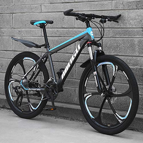 Mountain Bike : AP.DISHU Mountain Bike 21 Speeds Carbon Steel Frame Unisex Road Bike 24 / 26 Inch Wheels, Blue, 24inch