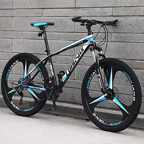 Mountain Bike : AP.DISHU Mountain Bike, 24 / 26 Inch Wheels, Carbon Steel Fram, 21 Speeds Front Suspension Mountain Bike, Blue, 26inch
