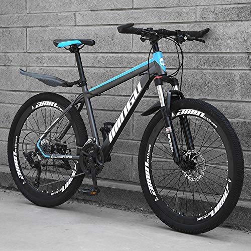 Mountain Bike : AP.DISHU Mountain Bike, Carbon Steel Frame 30-Speed Shiftable Bicycle Adult Outdoor Cross Country Bicycle Two Size Options, Blue, 26inch