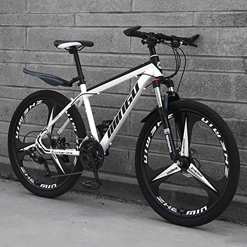 Mountain Bike : AP.DISHU Mountain Bike, Double Disc Off-Road Brake Racing 24 / 26 Inch / 27-Speed Shiftable Bicycle Adult Outdoor Cross Country Bicycle, White, 24inch