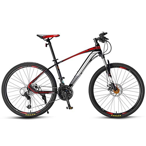 Mountain Bike : AP.DISHU Outdoor Mountain Racing Bicycles 27 Speed Lightweight Aluminum Alloy Frame 27.5 Inches Spoke Wheels Dual Suspension, Red
