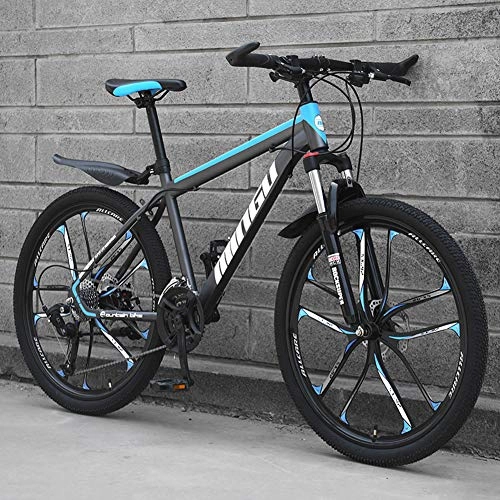 Mountain Bike : AP.DISHU Unisex Mountain Bike 30 Speeds Carbon Steel Frame Road Bike 24 / 26 Inch Wheels, Blue, 24inch
