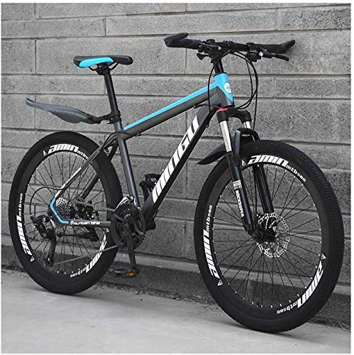 Mountain Bike : Asinean 26 Inch Mountain Bike, Disc Brakes Mens Bicycle with Front Suspension, High Carbon Steel Hardtail Front Suspension MTB Adjustable Seat, Gray Blue, 21 Speed