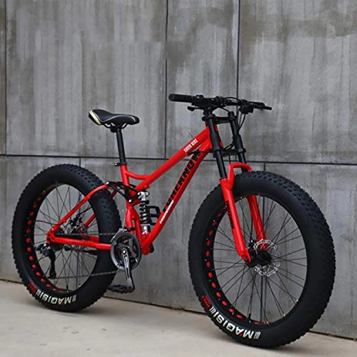 Mountain Bike : AURALLL Mountain Bike for Men Women, Outdoor Bicycle Student Bicycle Double Shock Disc Brake Speed ​​Adjustable Bicycle Lightweight Bicycles Adult Road Bikes Four Seasons Travel, Red, 26 inch 24 speed