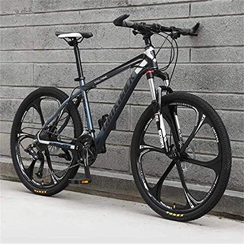 Mountain Bike : AUTOKS 26 Inch Adult Mountain Bike Double Disc Brake OffRoad Speed Bicycle Men and Women (Color : Black ash, Size : 24 Speed)