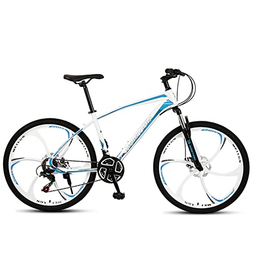 Mountain Bike : AZXV Mountain Bike 21 / 24 / 27 Speed Full Suspension Dual Disc Brakes 26-Inch Wheels Mountain Bike，Adjustable Seat，Rigid Hardtail， Mountain Offroad Bike for Adult，Multiple C white blue-24