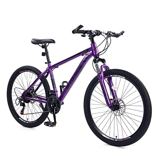 Mountain Bike : AZXV Mountain Bike Full Suspension High-Carbon Steel Bike，21 Speeds Mechanical Dual Disc-Brakes Shock-absorbing Shifting MTB Bicycle，26 Inch Wheels，Multiple Colors，for A purple