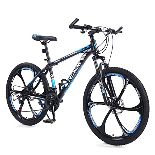 Mountain Bike : AZXV Mountain Bike Mechanical Dual Disc-Brakes Shock-absorbing Shifting MTB Bicycle，21 Speeds，26 Inch Wheels，Multiple Colors，High-Carbon Steel Bike for Adults / Men / Women Black blue