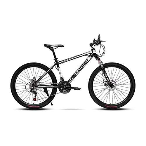 Mountain Bike : B-D Mountain Bike 26 Inch, 21 / 24 / 27 Speed with Double Disc Brake, Spoke Wheel, Adult MTB, Hardtail Bicycle with Adjustable Seat, Black, 27 SPEED