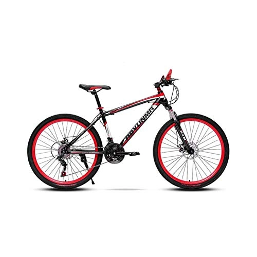 Mountain Bike : B-D Mountain Bike 26 Inch, 21 / 24 / 27 Speed with Double Disc Brake, Spoke Wheel, Adult MTB, Hardtail Bicycle with Adjustable Seat, Red, 21 SPEED