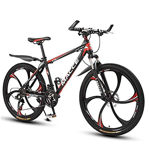 Mountain Bike : B-D Mountain Bike 26 Inch Wheels, Adult Mountain Trail Bike High Carbon Steel Outroad Bicycle, 21-Speed Bicycle Suspension Fork MTB ​​Gears Dual Disc Brakes Mountain Bicycle, Red