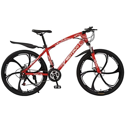 Mountain Bike : BaiHogi Professional Racing Bike, Boy Men Bicycle 26 inch Mountain Bike 21 / 24 / 27 Speed Gears with Dual Suspension and Disc Brakes / Blue / 21 Speed (Color : Red, Size : 24 Speed)