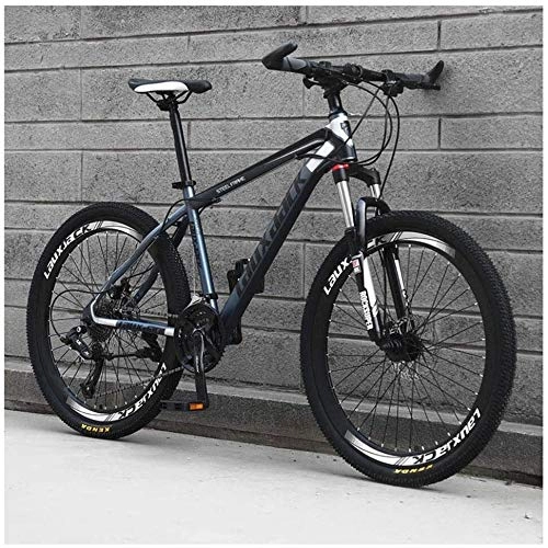 Mountain Bike : BANANAJOY Outdoor sports Mountain Bike 24 Speed 26 Inch Double Disc Brake Front Suspension HighCarbon Steel Bikes, Gray