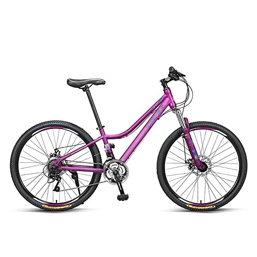 Mountain Bike : Bananaww 26-inch Wheel Womens Front Suspension Mountain Bike, 24 / 27 Speed Mountain Bicycle with Low Step Through High Carbon Steel Frame, Double Disc Brake for Men and Women's