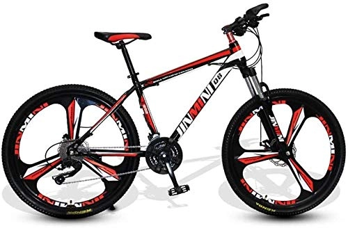 Mountain Bike : baozge 24 Inches 26 Inch Mountain Bikes Men s Dual Disc Brake Hardtail Mountain Bike Bicycle Adjustable Seat High-carbon Steel Frame 21 Speed 3 Spoke (Black and Red)-XL