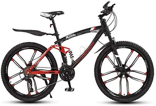 Mountain Bike : baozge Adult Soft tail Mountain Bike High-Carbon Steel Snow Bikes Student Double Disc Brake City Bicycle 24 Inch Magnesium Alloy Integrated Wheels-A_27 speed