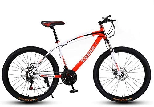 Mountain Bike : baozge Mountain Bicycle Adult 24 Speed Speed Travel Bicycle Bike Urban Track Bike 24 / 26 Inch Men and Women MTB Bike Double Disc Brake High Carbon Steel Frame Outdoor Cycling (Red and White)-XL