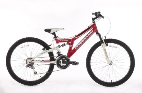 Mountain Bike : Barracuda Jackal Boys' 18-Speed Dual Suspension Mountain Bike - Pink / White, 24 Inch