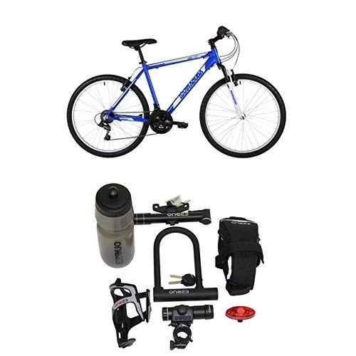 Mountain Bike : Barracuda Men's Draco 100 Bike, Blue / White, Size 19 with Cycling Essentials Pack
