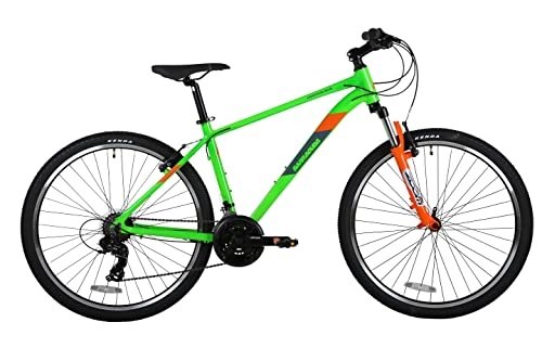 Mountain Bike : Barracuda Unisex's Indiana Alloy Hardtail Mountain Bike 21 Speed V Brakes, Green & Oramge, 17.5