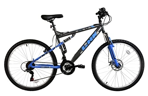 Mountain Bike : Basis Link DS Full Suspension Mountain Bike, 26" Wheel - Graphite / Blue