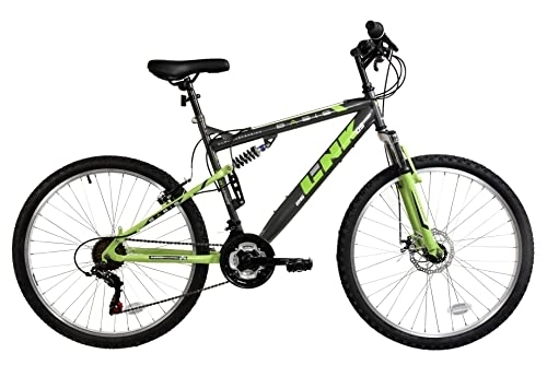 Mountain Bike : Basis Link DS Full Suspension Mountain Bike, 26" Wheel - Graphite / Lime