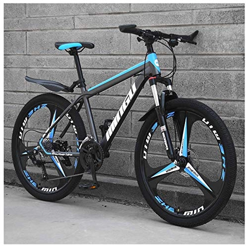 Mountain Bike : BCX 26 inch Men's Mountain Bikes, High-Carbon Steel Hardtail Mountain Bike, Mountain Bicycle with Front Suspension Adjustable Seat, 21 Speed, White 3 Spoke, 24 Speed, Cyan 3 Spoke