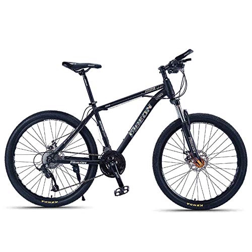 Mountain Bike : BCX Adult Mountain Bikes, 26 inch High-Carbon Steel Frame Hardtail Mountain Bike, Front Suspension Mens Bicycle, All Terrain Mountain Bike, Gold, 27 Speed, Silver, 24 Speed