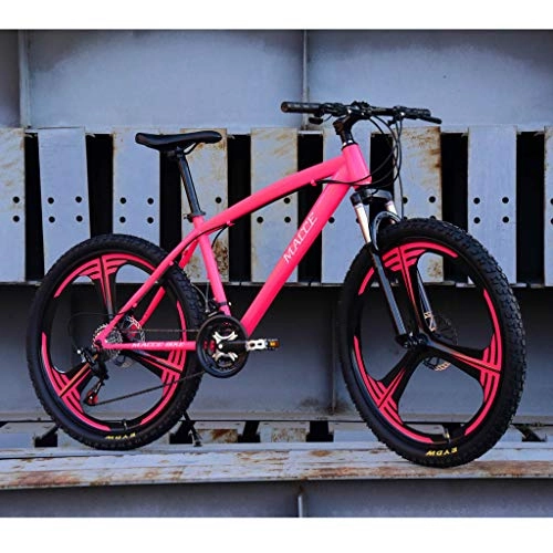 Mountain Bike : Bdclr 21-speed 26-inch mountain bike fashion color Overall wheel Student mountain bike, pinkthreeknife