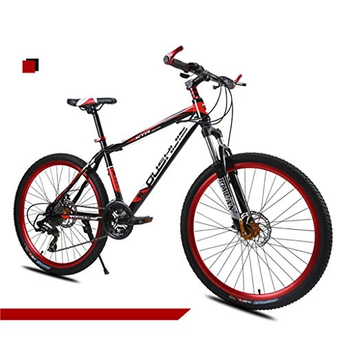 Mountain Bike : Bdclr 24-speed 26-inch variable speed bicycle disc brakes shock absorber front fork mountain bike, Red