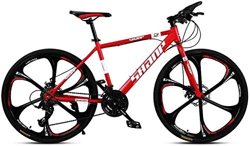 Mountain Bike : BECCYYLY Mountain bike Mountain Bike, 24 / 26 Inch Double Disc Brake, Adult MTB Country Gearshift Bicycle, Hardtail Mountain Bike with Adjustable Seat Carbon Steel Red 6 Cutter, bicycle