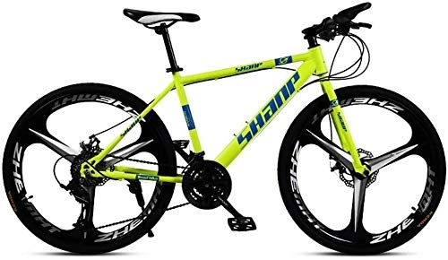 Mountain Bike : BECCYYLY Mountain bike Mountain Bike, 24 / 26 Inch Double Disc Brake, Adult MTB Country Gearshift Bicycle, Hardtail Mountain Bike with Adjustable Seat Carbon Steel Yellow 3 Cutter bicycle